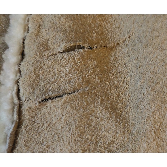 St Johns Bay Womens Jacket Large Beige Leather Suede Sherpa Lined Soft Washable - Picture 3 of 15